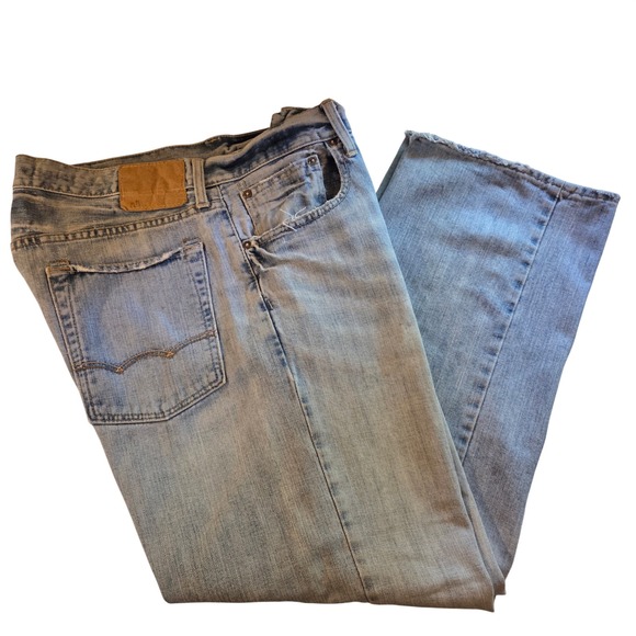 American Eagle Outfitters Other - American Eagle Mens Loose Fit Light Wash Distressed Raw Hem Jeans 34x30 Blue